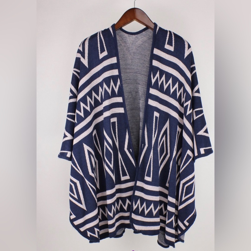 Blue Geo Ruana (Poncho)